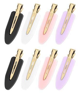 Amizo 8 Pcs No Crease Hair Clips for Makeup and Styling for Women and Girls | Creaseless Flat Clips with Gold Metal Handle | No Bend Design | Holds Bangs During Skin Care, Daily Styling and Getting Ready