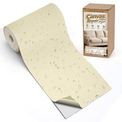 Canvas Repair Tape, 4×79 in Waterproof Heavy Duty Fabric Patches | Self-Adhesive Canvas Fabric Patch for Repairing Covers, Sun Shades, Sofas, Tents, Lounge Chairs, Awnings, Light Beige-Yellow