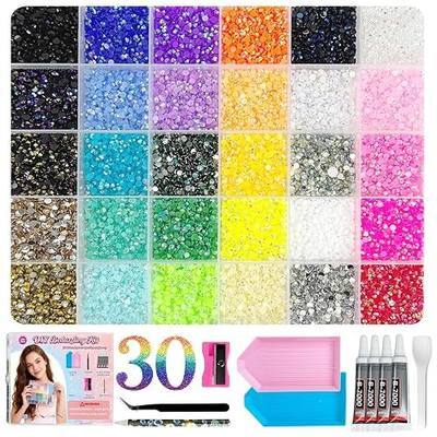 Airjam 35000Pcs Jelly Rhinestones Bedazzling Kit, 3mm Flatback Rhinestones for Bedazzling with 4 Pcs B7000 Jewelry Glue & Tools,All-in-One Bedazzler Kit for Nail DIY Arts & Crafts Gifts (30 Colors)