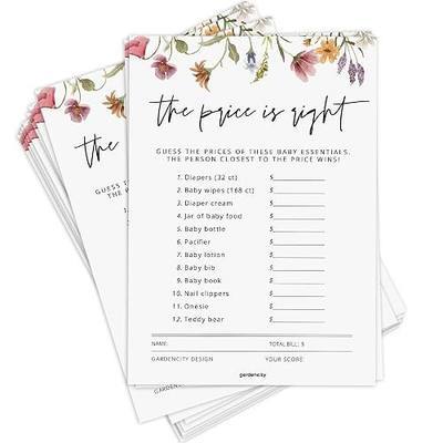 GardenCity Price is Right Baby Shower Game for Girl or Boy, 50 Cards, Wildflower