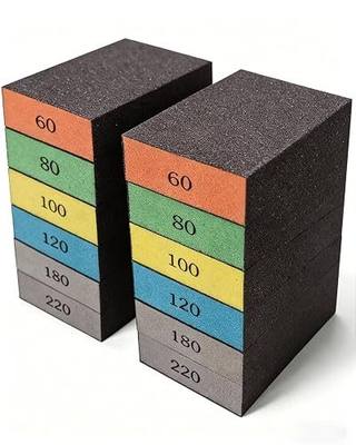 12Pcs Sanding Block Sponge Set, Reusable Sandpaper for Wood & Drywall | 60/80/100/120/180/220 Grits, Washable Wet/Dry, 1-IN Thickened for Easy Grip & Even Pressure on Glass, Metal & Prep