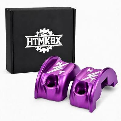Purple Lightning Logo Brake Clutch Perch Half Clamps, CNC 7075 Aluminum Handlebar Control Clamps Compatible with Select Softail, Dyna, Sportster & Touring Models