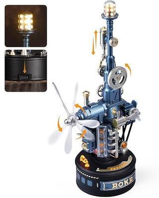 ROKR 3D Puzzle for Adults-Beacon Tower Model Kit with Light,139 Pcs Mechanical Building Set, STEM Educational Toy & Cool Desk Decor Gift for Men, Women, and Teens(CGL04)