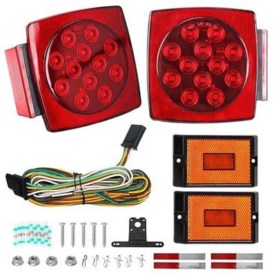 LED Trailer Light Kit, IP67 Submersible Stop Turn Tail Brake Lights with License Plate & Side Marker Lights, 25FT Wiring Harness for Boat Trailer Under 80 Inch, Truck RV Camper Snowmobile