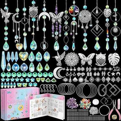 Zefy 500 Pcs DIY Suncatcher Kit, Crystal Art and Crafts for Adults | 15 Pcs Finished Sun Catchers Rainbow Maker, Prism Hanging Decor with 61 Unique Charms and Guide for Windows, Home and Gifts