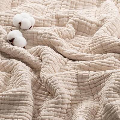 Exclusivo Mezcla 100% Cotton Muslin Blanket Queen Size for Bed, Khaki | 6-Layer Lightweight, Breathable Gauze Muslin Blanket for Adults, Soft and Cozy Bedspread Coverlet, Home Decor, 90x90 Inches