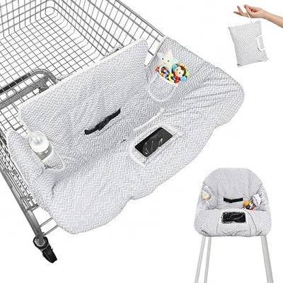 2-in-1 Baby Shopping Cart Cover, Soft Cotton Padded High Chair Liner with Safety Straps