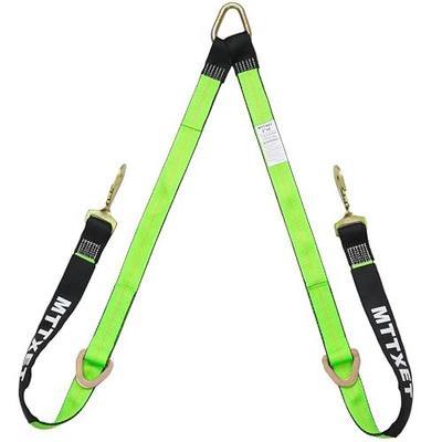 Heavy-Duty Soft V-Bridle Tow Strap, 2" x4'Tow Strap with w/Snap Hooks and D Ring,Axle Strap Work Load Limit:4700LBS,Used for Car Hauler,Rollback,and Flat Bed,Tow Truck& Others (Green)