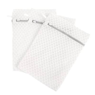 3 Pack 12x16 Inch Honeycomb Mesh Laundry Bags Heavy Duty Zipper Reusable Wash Bags for Delicates Clothes Lingerie Bras Socks Home Laundry Travel Storage Organizer