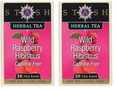 Stash Tea Wild Raspberry Hibiscus tea - 20 Count (Pack of 2)