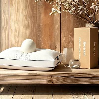 Goose Feather and Down Pillow Queen Size Set of 1, Luxury Bed Pillow | Hotel Collection, 600 Thread Count Cover, Gusseted Design, Downproof, Medium Firm, Soft Support, White, 20x30 Inch