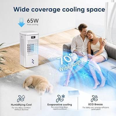 Portable Air Conditioners Fan, Windowless Evaporative Air Cooler 3 Modes & 3 Speeds, 12H Timer for Smart Auto-off, 2-Gals Tank for 20H Cooling,16FT Remote,No Hose Needed,38db Swamp Cooler