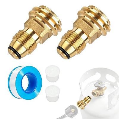 2PCS Propane Tank Adapter with 1 Roll Plumbers Tape, POL to QCC1 Propane Adapter Fitting Converts POL LP Tank Service Valve to QCC1/Type1 Hose or Regulator