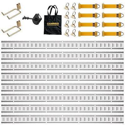 CAMMOO 5FT E-Track Rail Kit, Includes 8 Rails, 2 Double Hooks & 1 Tire Bracket, 8 O-Rings, 8 D-Rings with Tie Down, 1 Storage Bag, 2200lbs Load Capacity for Trailers, Trucks, Vans, Garage, Silver