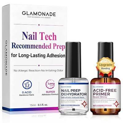 Glamonade Nail Prep Dehydrator and Primer: Acid Free Super Bond for Acrylic/Gel Polish/Builder/Polygel/UV Glue - 30+ days Long-Lasting Adhesion Professional Hema-Free Nail Supplies