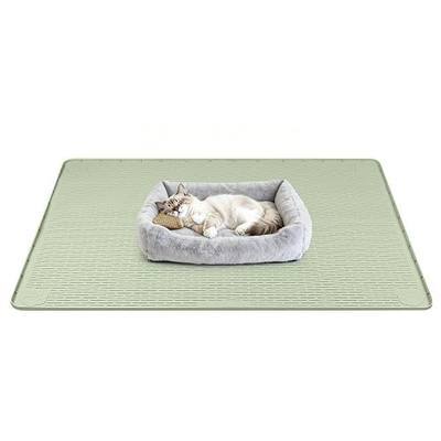 Silicone Cat Bed Mat 34"x22" Pet Crate Mat for Cat Cage, Green | Extra Large Cat Sleeping Mat, Non-slip, Washable, Waterproof Pet Bed Mat with Raised Edge, Pet Playpen Mat to Protect Floors