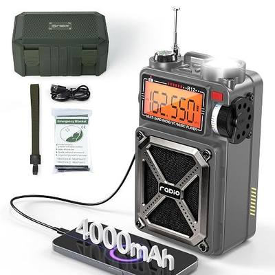 RunningSnail Solar Hand Crank Emergency Radio, NOAA Weather Alert, AM/FM/SW | Digital Tuning,Bluetooth Speaker,TF Playback,Flashlight,Compass,SOS,4000mAh,Thermal Blanket,USB-C Charging,for Emergencies