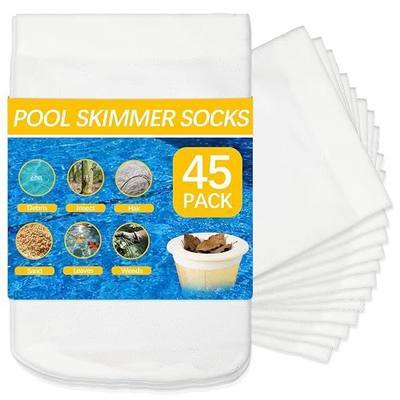 45 Pack Pool Filter Socks for Skimmer Baskets, Reusable Pool Skimmer Socks for Above Ground or Inground Pools Filter Protecting Fine Mesh Screen Basket Sock for Collecting Leaves, Branches, Debris