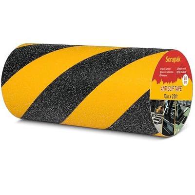 Black and Yellow Anti Slip Tape, 10 Inch x 20 Ft Heavy Duty 80 Grit Non Skid Tape – Waterproof Safety Grip Tape for Stairs, Steps, Ramps, Walkways, Industrial & Outdoor Use