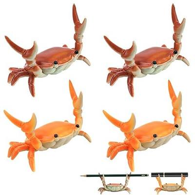 4PCS Crab Pen Holder for Desk, Cute Crab-Shaped Pencil Holders, Fun Office Desk Accessories for Home, Office, School, Ideal Gifts for Family, Friends (2Pcs-Red & 2Pcs-Orange)