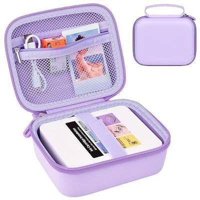 ANKHOH Photo Printer Carrying Case for Nelko PP01/PP03, Hard EVA | Custom-fit storage for printer, sticky paper and cable; mesh pocket and handle keep supplies organized. Case Only.