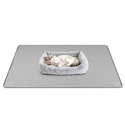 Silicone Cat Bed Mat 40"x40" Pet Crate Mat for Cat Cage, Light Grey | Extra Large Cat Sleeping Mat, Non-slip, Washable, Waterproof Pet Bed Mat with Raised Edge, Pet Playpen Mat to Protect Floors