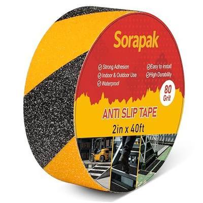 Black and Yellow Anti Slip Tape 2 Inch x 40 Ft, Heavy Duty 80 Grit Non Skid Tape – Waterproof Safety Grip Tape for Stairs, Steps, Ramps, Walkways, Industrial & Outdoor Use