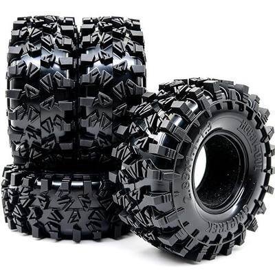 HOBBYSOUL 1.3" RC Crawler Tires - 72mm Griptrek 4-Pack Fits TRX4M SCX24 | Super soft sticky mud tires with foam inserts, upgrade for 1/18 TRX4M High Trail & 1/24 micro off-road RC crawlers