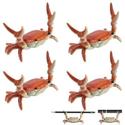 4PCS Crab Pen Holder for Desk, Cute Crab-Shaped Pencil Holders, Fun Office Desk Accessories for Home, Office, School, Ideal Gifts for Family, Friends (4Pcs-Red)