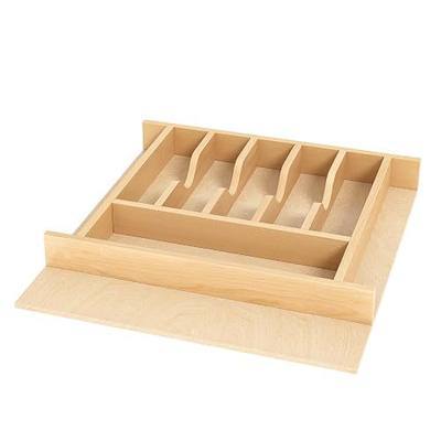Clikuutory Natural Birch Wood Utensil Drawer Insert Organizer with 9 Compartments, Space-Saving Sturdy Drop-In Cutlery Divider Tray, Kitchen Cabinet Storage for Silverware, Spoons, Forks and Knives