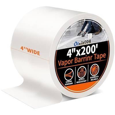 1 Roll Vapor Barrier Tape 4 Inch x 200 FT Polyethylene Moisture Tape | 9 Mil White Film, Waterproof Seal, Strong Adhesion, Vapor Retarder, Crawl Space, Insulation, Marine Applications