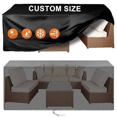 Patio Furniture Cover Rectangle 96"(L) x 40"(W) x 30"(H), Custom Heavy Duty 420D Waterproof Outdoor Cover with Drawstring & Buckles for Table Chair Garden, Black