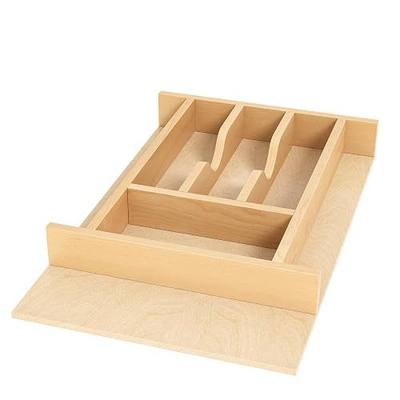 Clikuutory Natural Birch Wood Utensil Drawer Insert Organizer with 7 Compartments, Space-Saving Sturdy Drop-In Cutlery Divider Tray, Kitchen Cabinet Storage for Silverware, Spoons, Forks and Knives