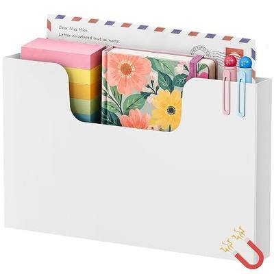 Marbrasse Magnetic File Holder, Magnetic Hanging Wall File Organizer, Pocket Paper Magazine Mail Organizer for Refrigerator,Notebooks,Planners,Letter