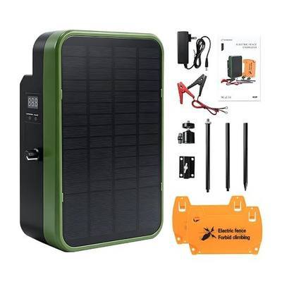 Solar Powered Electric Fence Charger, Energizer with Stand, Adjustable 5kV-9kV Output, 6000mAh Battery, 5.5W Solar Panel Perfect for Farms Gardens Orchards, Keeps Livestock Safe from Wildlife