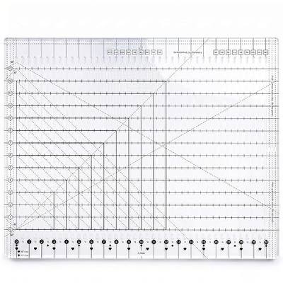 XL 17-3/4” x 22” Slotted Quilting Ruler, Clear Precise Laser‑Cut Acrylic Non‑Slip Extra Large Ruler, Ideal for Long Arm Sewing, Accurate Fabric Strip Cutting, Patchwork & Crafting Template