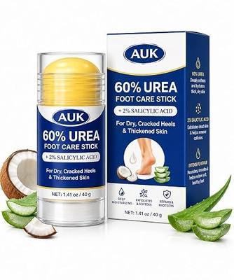 AUK 60% Urea Foot Care Stick with 2% Salicylic Acid, Moisturizing Foot Balm for Dry Cracked Heels, Rough Thickened Skin & Callused Feet, Targeted Stick for Feet Care, 1.41 oz