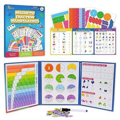 Magnetic Fraction Book 164 Pcs Tiles Circles Manipulatives Toy for Kids | Montessori Math Learning Toy Christmas Birthday Easter Gifts for Kids Grades K-3 with 3 Activity Sheets & Marker
