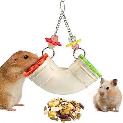 Rat Enrichment Toy, Mouse Interactive Foraging Toys for Various Treats, Slow Feeder Hanging Fancy Mice Cage Accessories Tube Treat Dispenser Rodent Puzzle Toys for Rats Guinea Pig Small Pet Parakeet