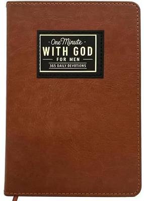 One Minute with God for Men - Daily Devotional and Prayer Journal, 365 Days of Bible Prayer Tracking Diary Brown Leather Cover