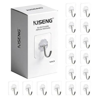 16 Pack Crystal Clear Adhesive Hooks for Hanging, Heavy Duty 22lb | Sticky Hooks, Invisible Clear Wall Hooks No Drill No Damage, Waterproof Shower Hooks for Bathroom Kitchen Towel Keys