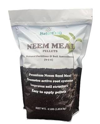 Nature's IQ NEEM Meal pellets. 4LBS. Natural Fertilizer/Soil Ammendment. Improves Soil Structure & Promotes Active Root Systems. Easy to Apply in resealable Bag.Nature's IQ neem pellets