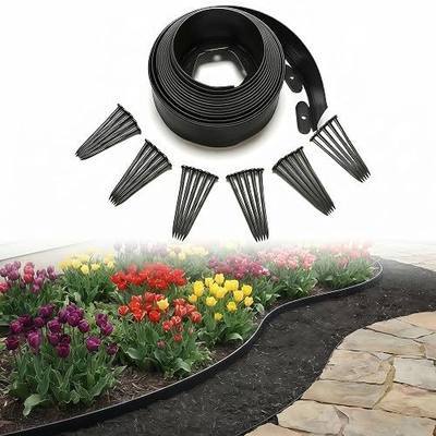 Landscaping Edging, No-Dig Flexible Plastic Border for Yard Flower Bed, 33FT