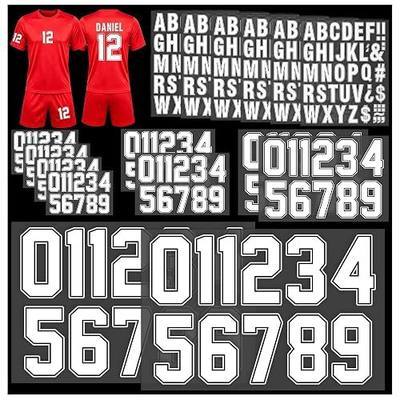 392Pcs HTV Iron On Letters and Numbers - White with Black Outline | 8, 4, 3 & 2 Inch DIY Stretchable Heat Transfer Vinyl for Sports Jerseys, T-Shirts, Uniforms & Crafts - Cold Peel Kit