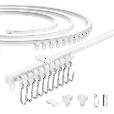 Flexible Bendable Ceiling Curtain Track, White And Black, Complete Installation Kit with Brackets, Gliders, Clips for Room Dividers,RV Ceiling Curtain Track (White, 2 Meters(6.56ft))