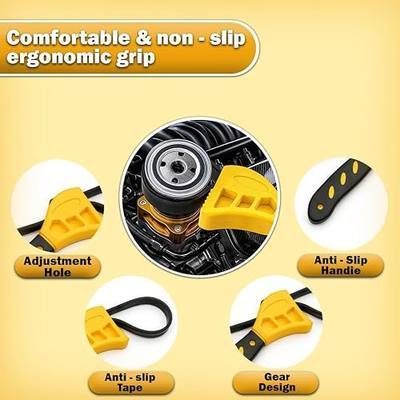(2-Pack Heavy-Duty Adjustable Strap Wrench Set - Non-Slip Rubber Strap Oil Filter Wrench for Plumbing, Automotive & Household Use