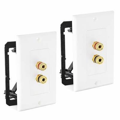 DIYTECH 1 Speaker Wall Plate 2 Pack, Gold Plated Binding Post Home Theater Wall Plate for In Wall Speaker Wire, Surround Sound & Audio Systems