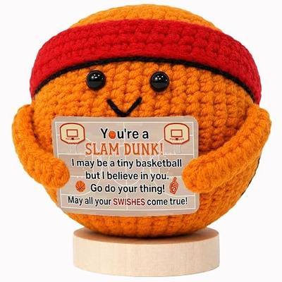 OASSIE Birthday Gifts for Men - Handmade Positive Crochet Basketball | Inspirational Gifts, Sports Keepsake, Basketball Decor, Encouraging Message, Emotional Support, Soft Yarn Texture