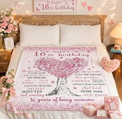 Sweet 16th Birthday Gifts for Girls-Presents for 16th Birthday Decorations Blanket- Birthday Gifts for Girls-16 Year Old Bday Gift for Daughter Granddaughter Niece Sister Ideas Blanket 50"x60