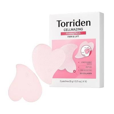 Torriden CELLMAZING Firming Patch 2 patches * 10 (10 Pairs) | Hydrating Under Eye, Smile Line, and Neck Patch | Heart-Shaped Flexible Fit | Peptide, 5D Collagen | Korean Skincare